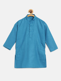 SOJANYA Boys Blue Solid Band Collar Kurta