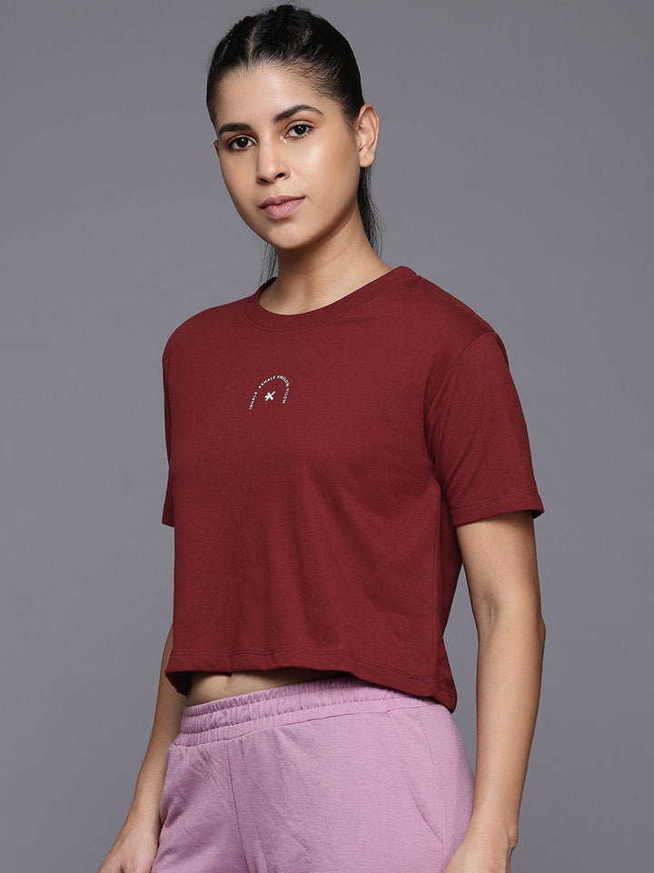 HRX by Hrithik Roshan Women Printed Pure Cotton Yoga Crop T-shirt