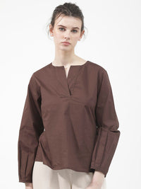 Rareism Notch Neck Cotton Atas