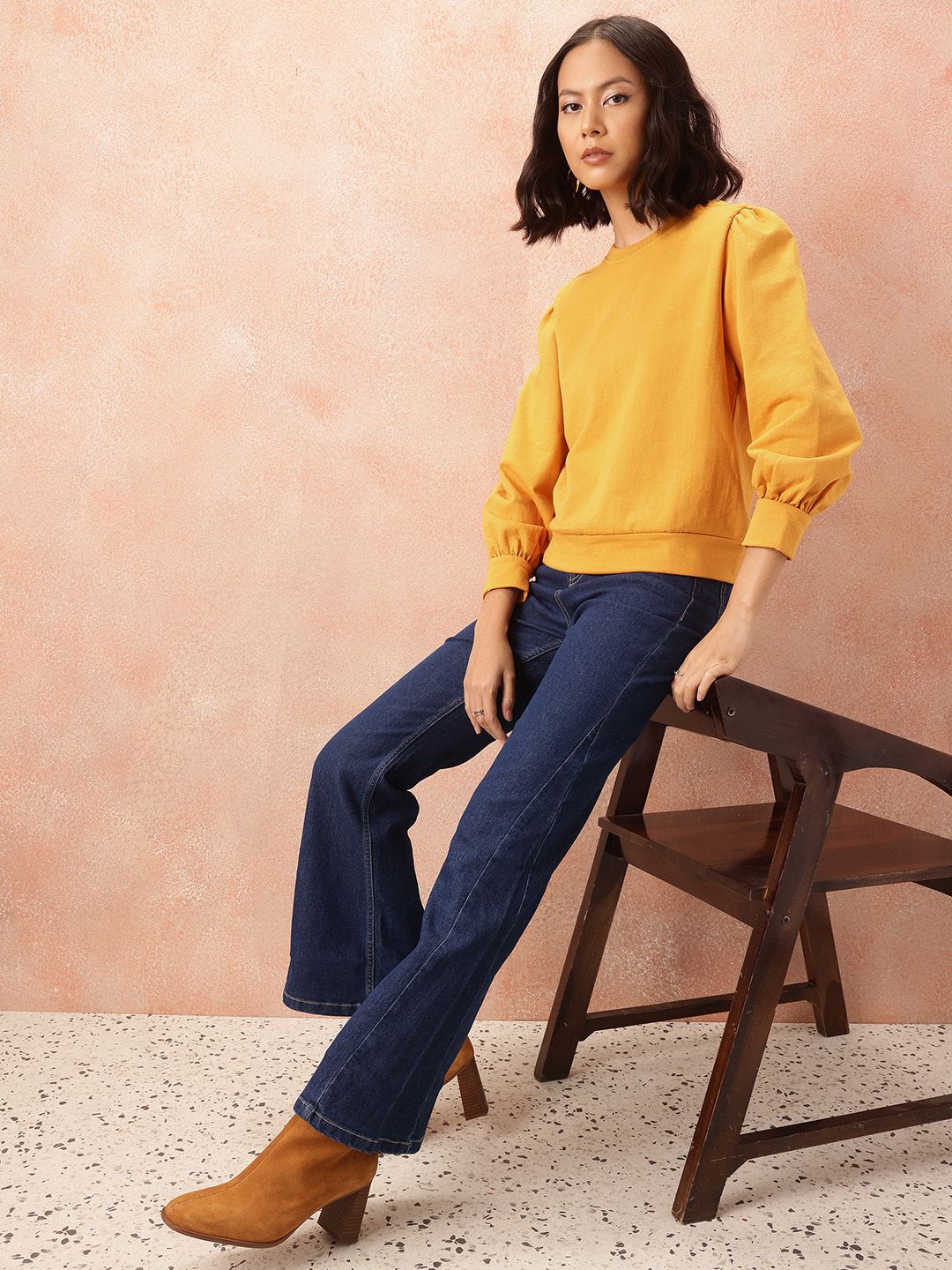 all about you Gathered Sleeve Sweatshirt