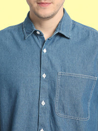 Bene Kleed Regular Fit Solid Short Sleeve Denim Shirt