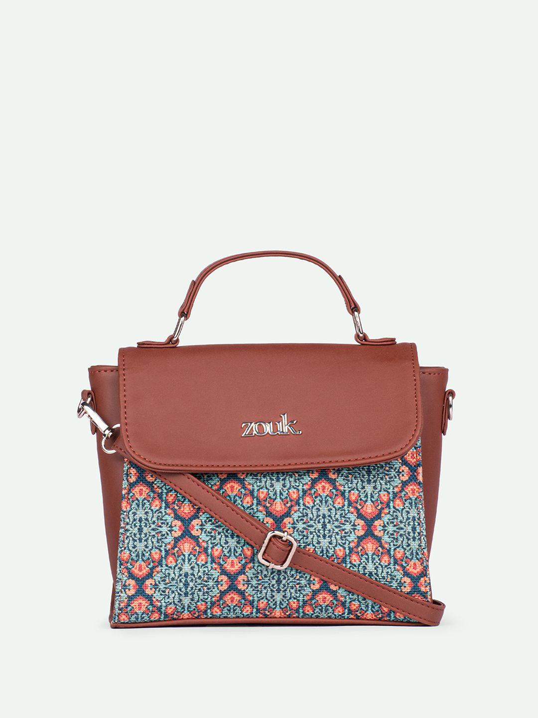 ZOUK Kolkata Nouveau Ethnic Motifs Printed Structured Handheld Bag