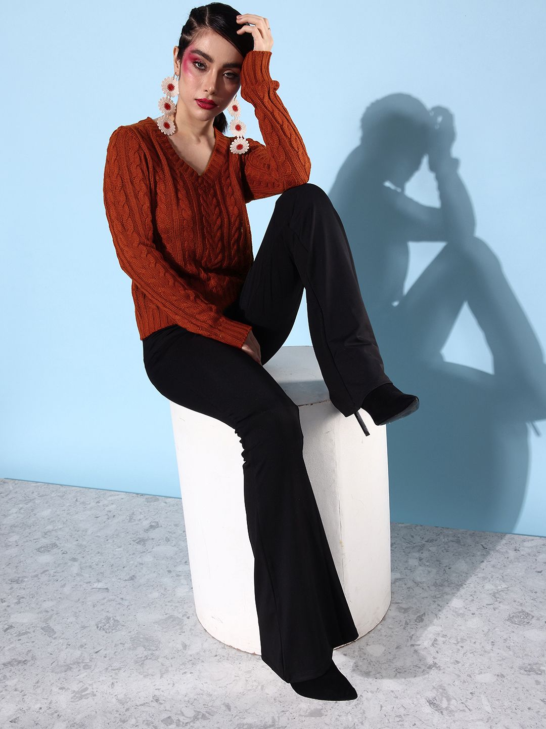 Dressberry Women Cable Knit Long Sleeves Pullover Sweater