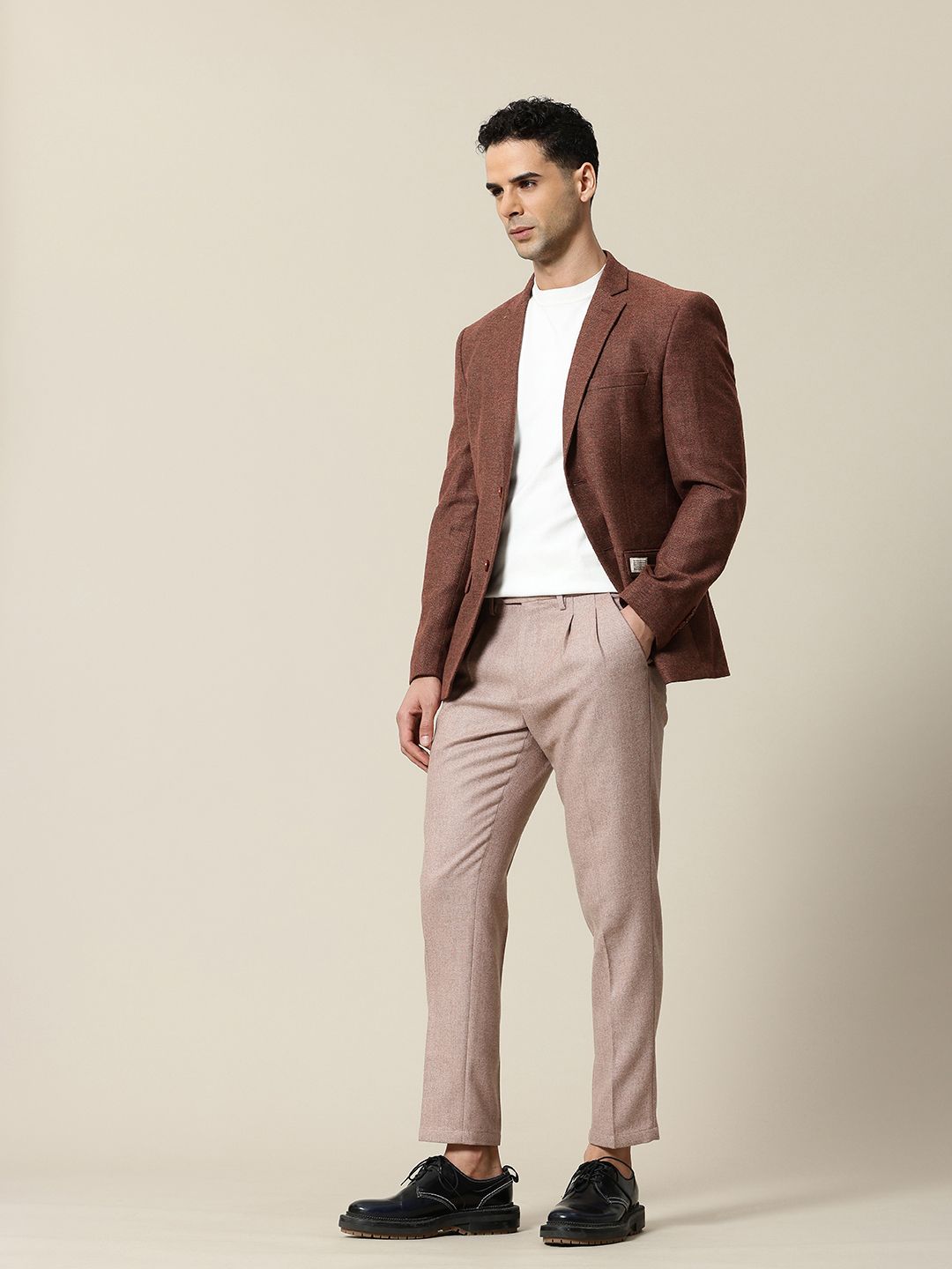 Mr.Bowerbird Self Design Tailored Fit Casual Blazer