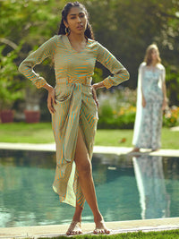 Mamicha Abstract Printed Satin Sheath Dress