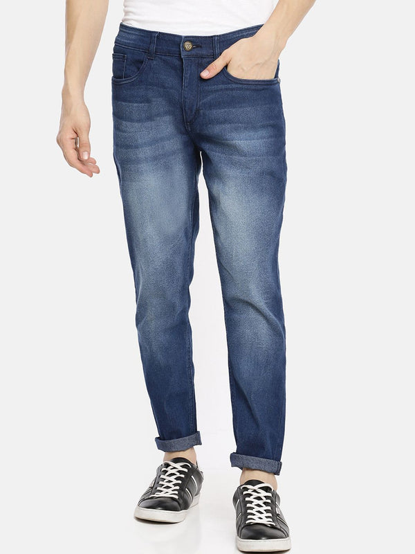 The Indian Garage Co Men Blue Slim Fit Heavy Fade Jeans