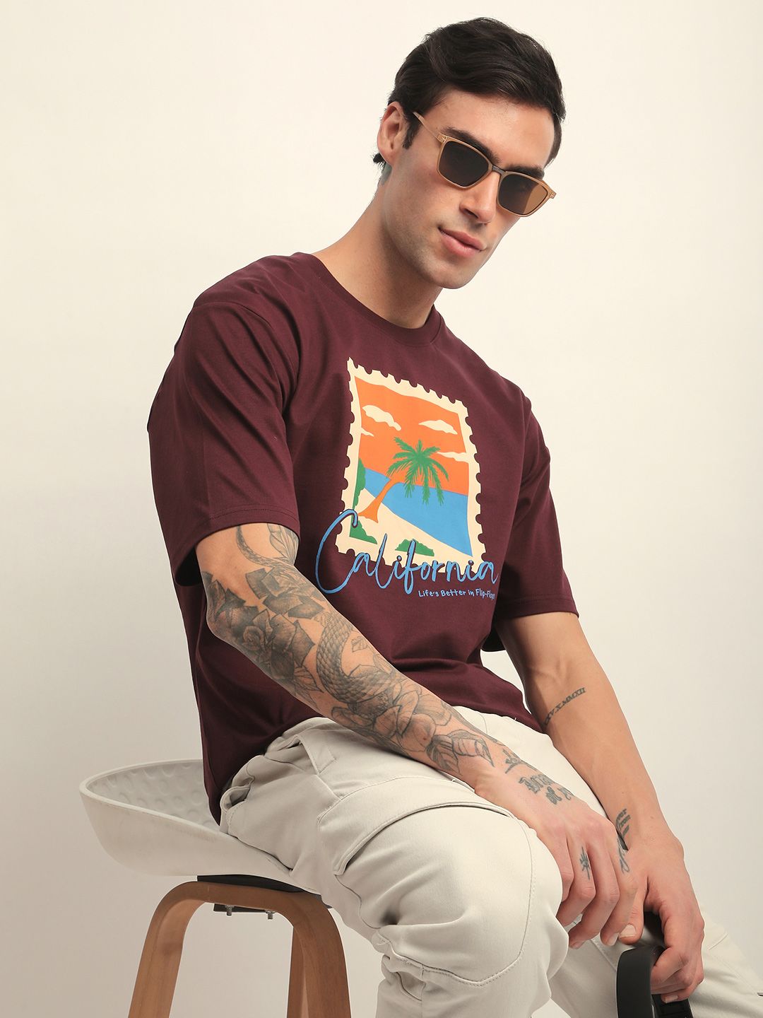 Difference of Opinion Men Short Sleeve Oversized Crew Neck Varsity Printed Tshirt