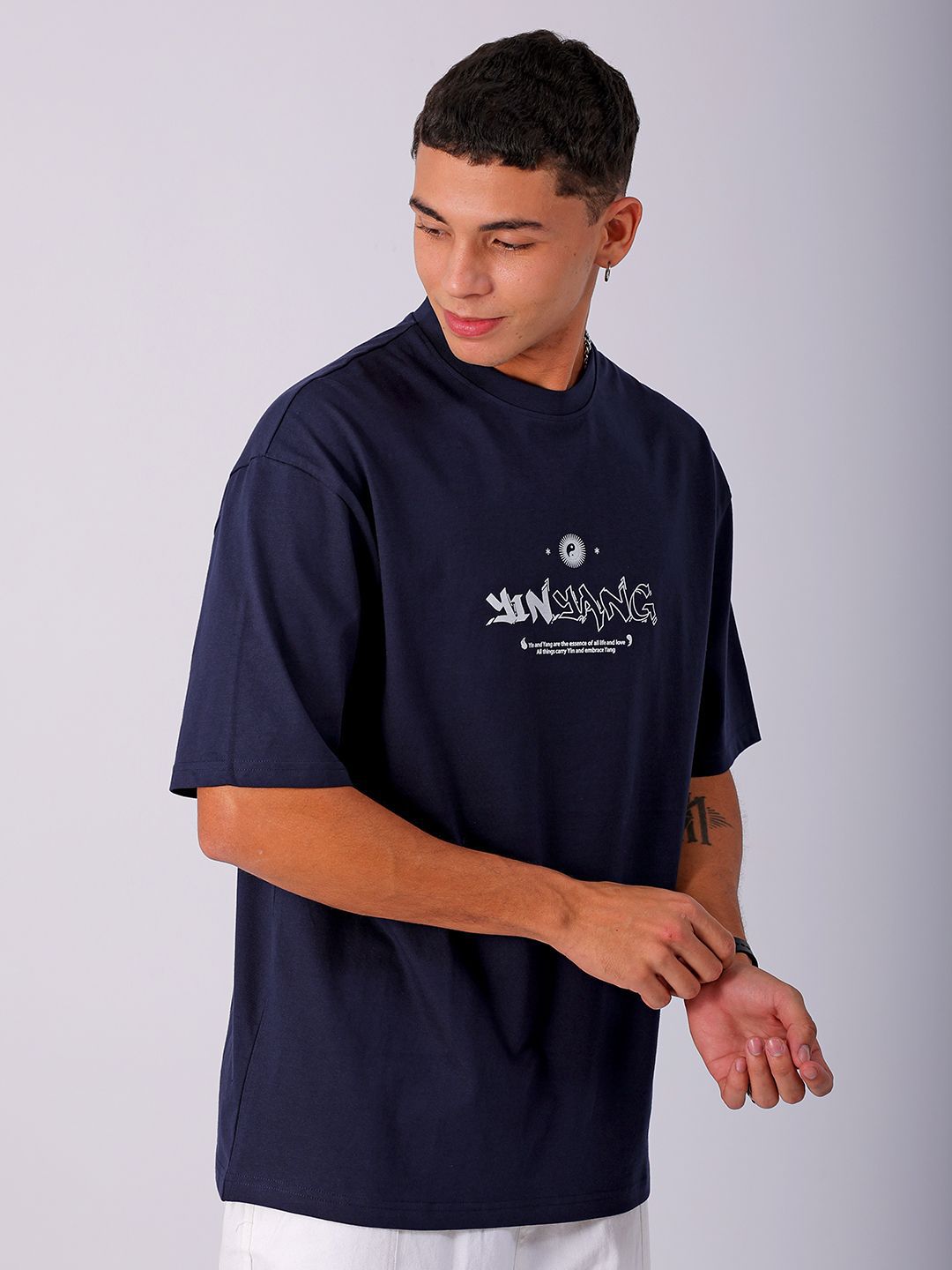 The Indian Garage Co Men Back Printed Boxy Oversized Round Neck T-shirt