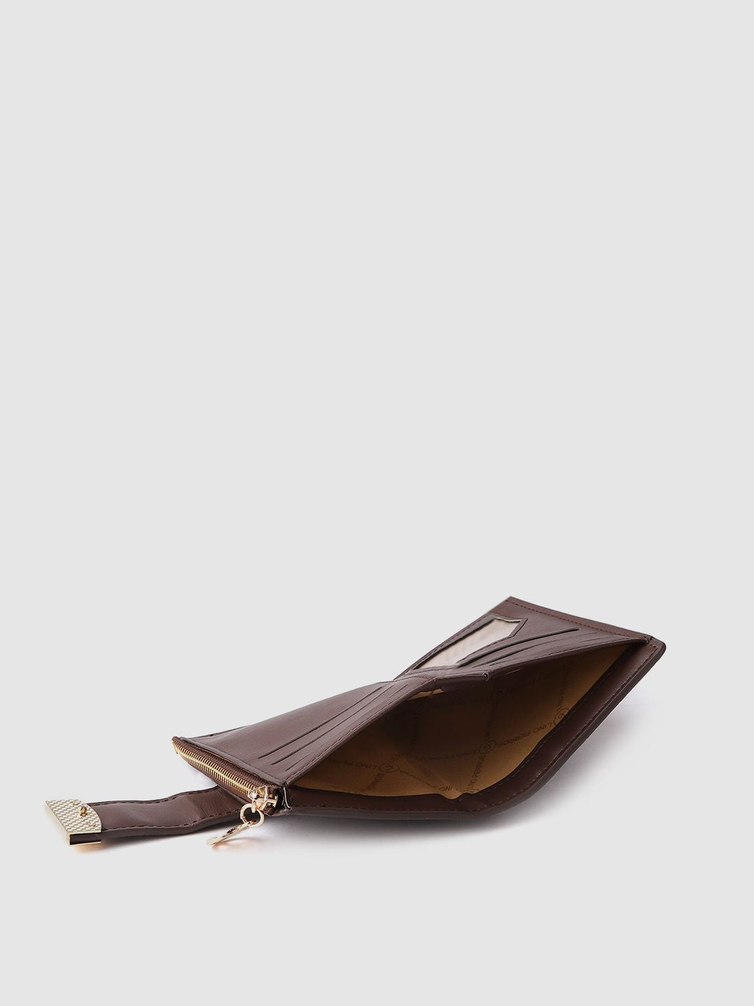 Lino Perros Women Brown Animal Printed PU Two Fold Wallet