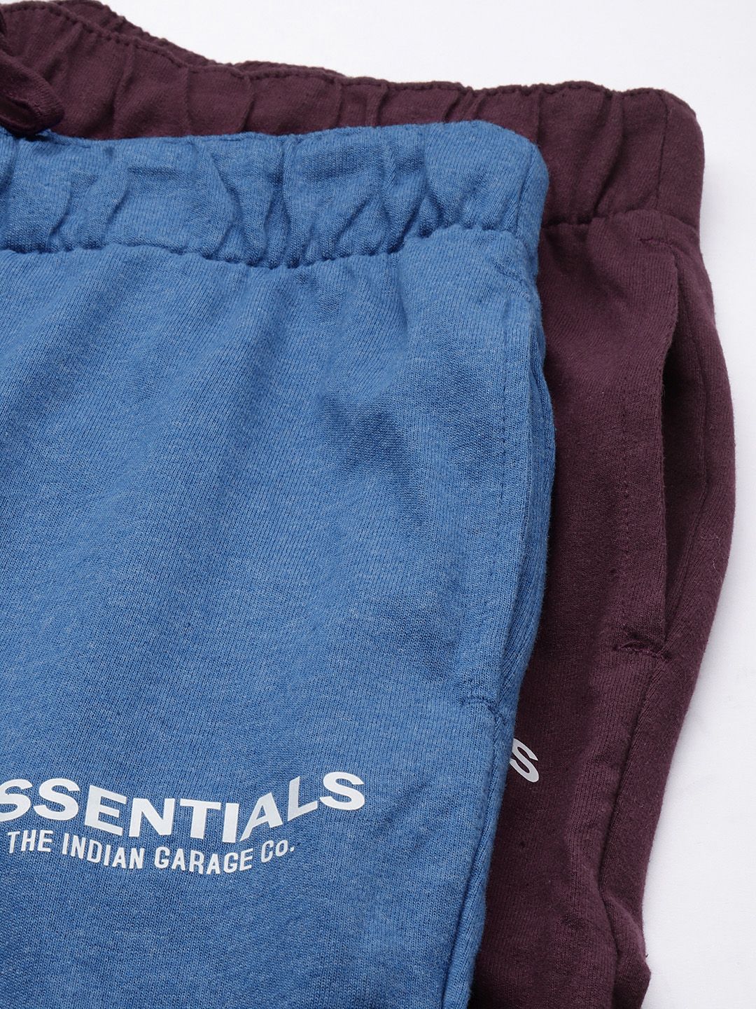 The Indian Garage Co Men Pack of 2 Blue and Maroon Printed Lounge Pants