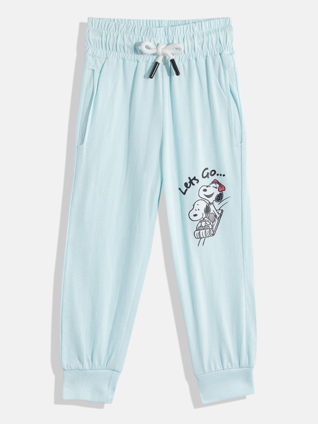 Happy Faces Girls Pure Cotton Peanuts Printed T-shirt with Joggers