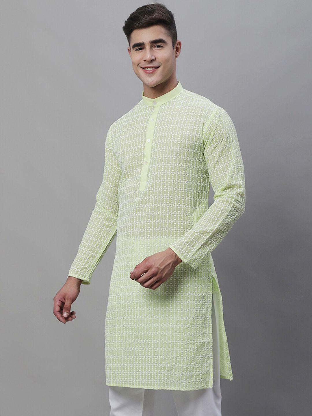 SOJANYA Geometric Embroidered Thread Work Pure Cotton Kurta