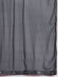 Anouk Ethnic Printed Yoke Embroidered Layered Kurta with Dupatta