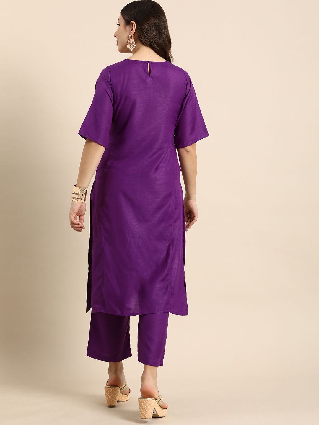 Anouk Women Ethnic Motifs Embroidered Zari Work Kurta & Trousers