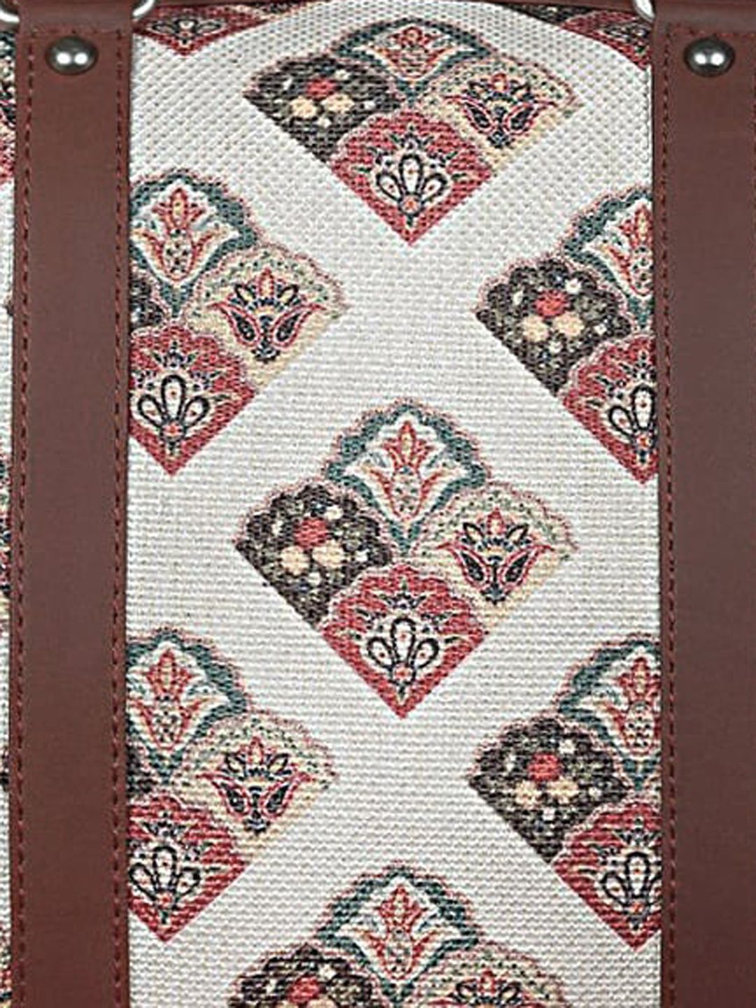 ZOUK Women Off White & Brown Seashell Motif Printed Handheld Bag
