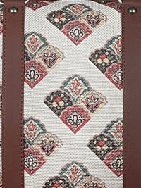 ZOUK Women Off White & Brown Seashell Motif Printed Handheld Bag