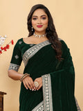 Saree mall Velvet Embroidered Designer Sarees