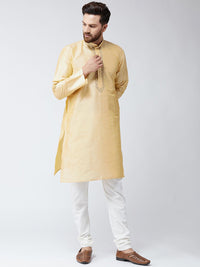 SOJANYA Men Gold-Toned Embroidered Straight Kurta