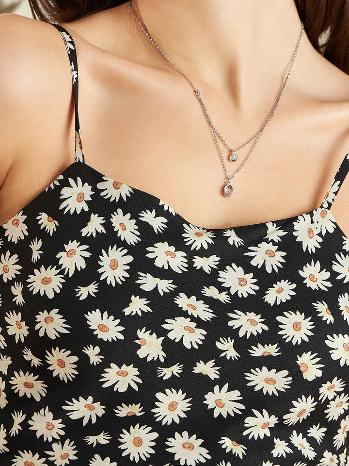 Berrylush Floral Printed Shoulder Straps Crop Top