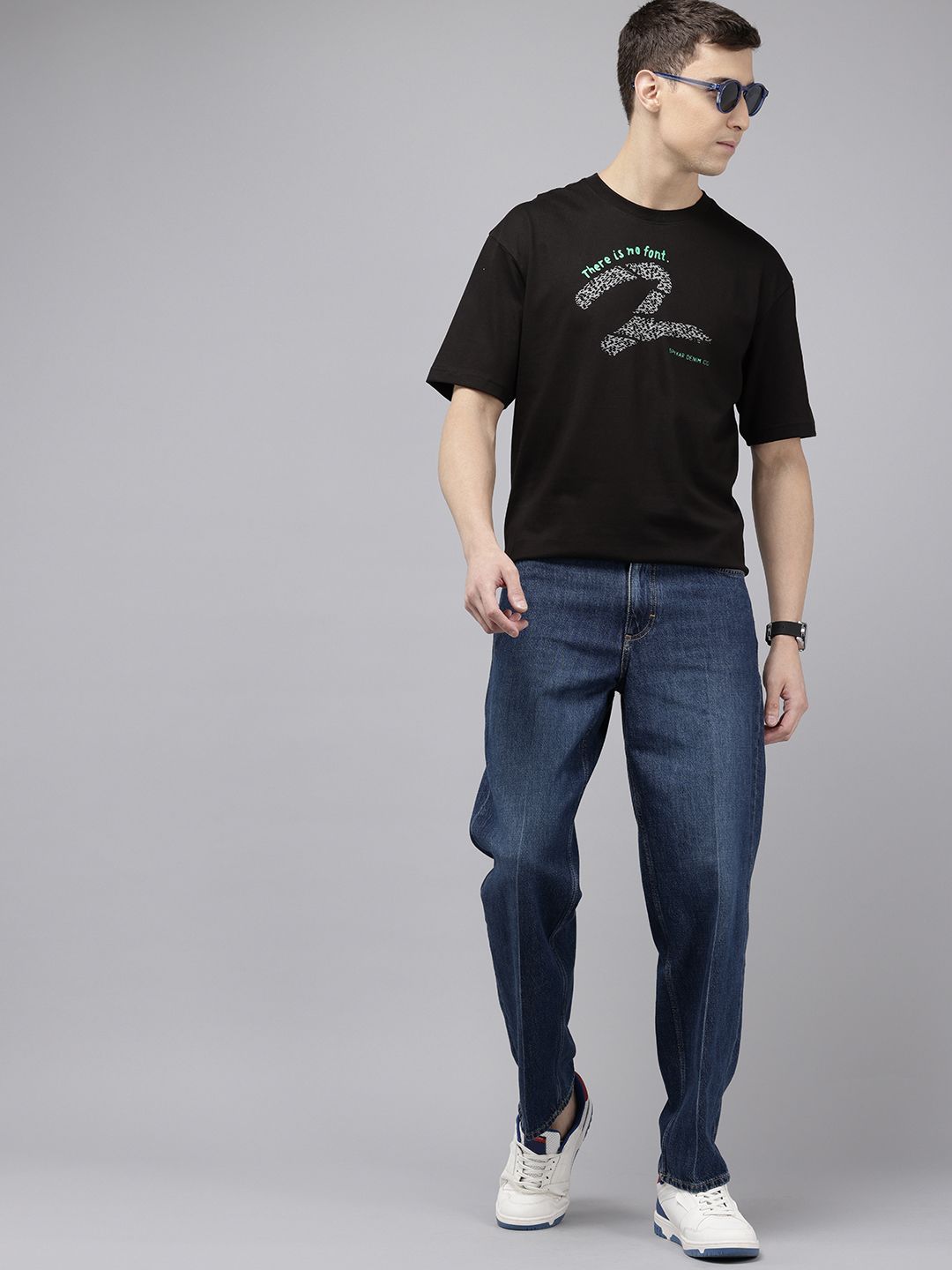 SPYKAR Oversized Fit Typography Printed T-shirt