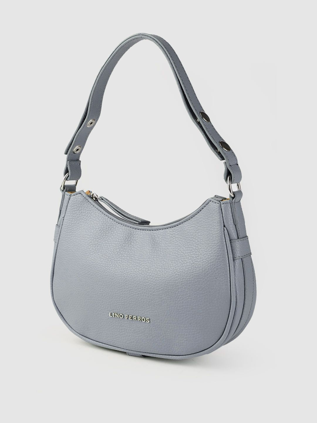 Lino Perros Women Grey Solid Structured Baguette Bag