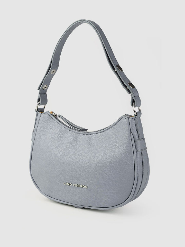 Lino Perros Women Grey Solid Structured Baguette Bag