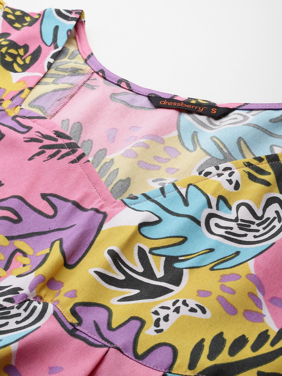 DressBerry Printed Puff Sleeves Fit & Flare Midi Dress