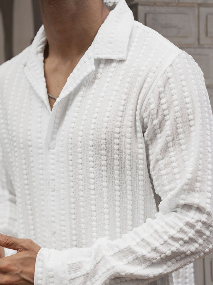 Powerlook Self Design Textured Opaque Casual Shirt