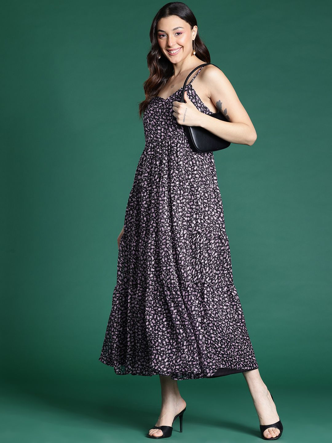 DressBerry Floral Print Fit & Flare Maxi Dress