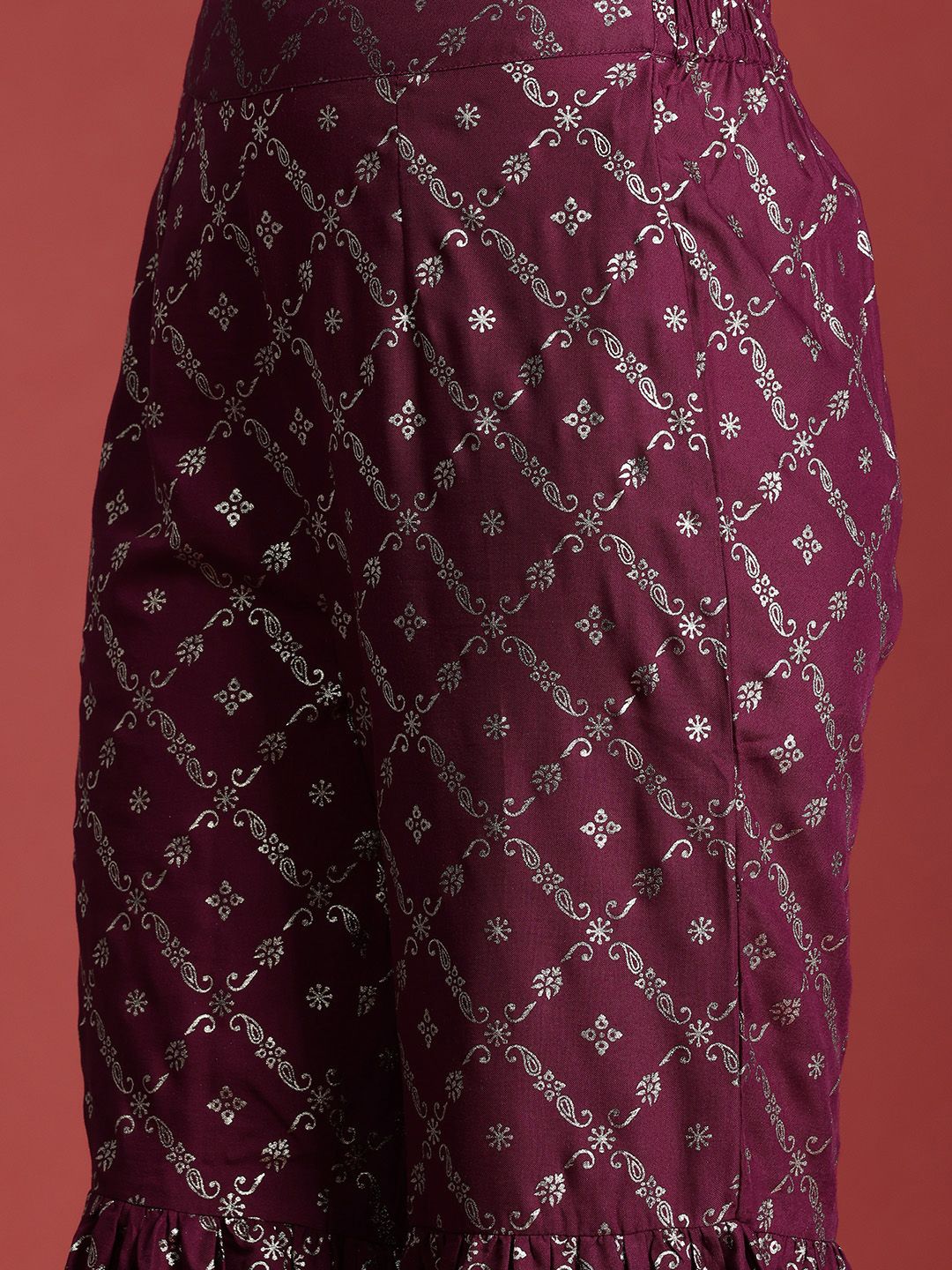 Anouk Tyohaar Foil Print Kurta with Sharara & Dupatta