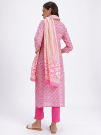 Anouk Pure Cotton Printed Kurta with Trousers & Dupatta