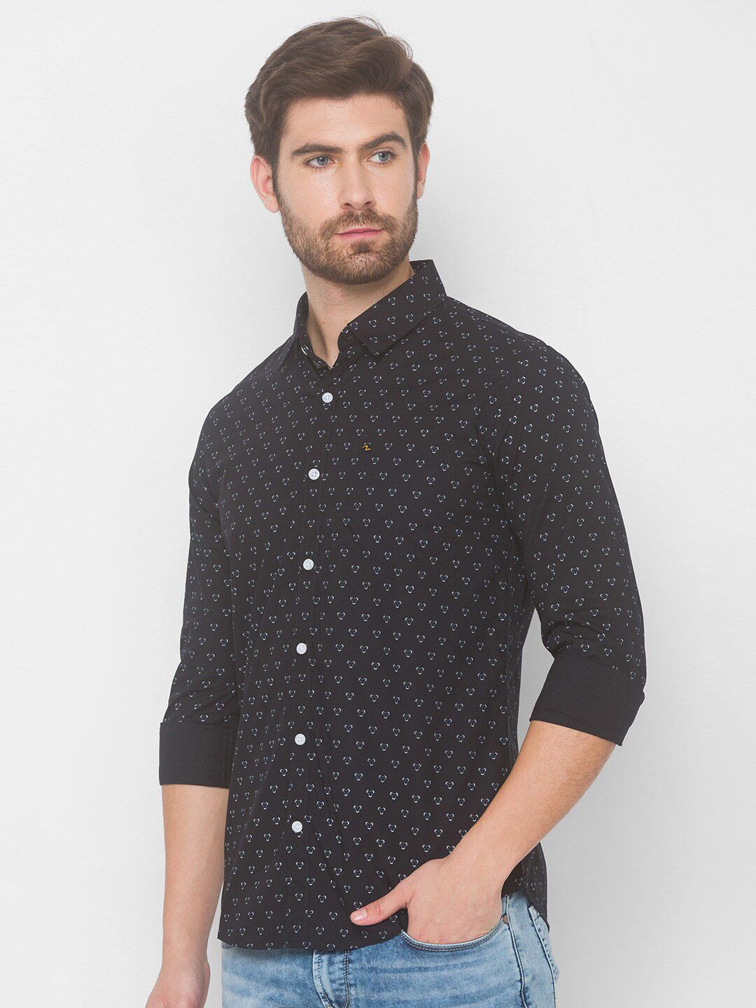 SPYKAR Men Black Printed Casual Shirt