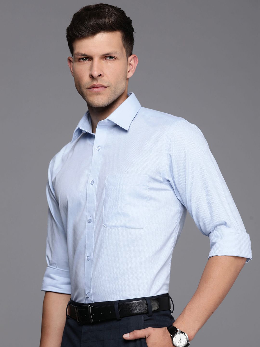 Raymond Self Design Slim Fit Pure Cotton Formal Shirt