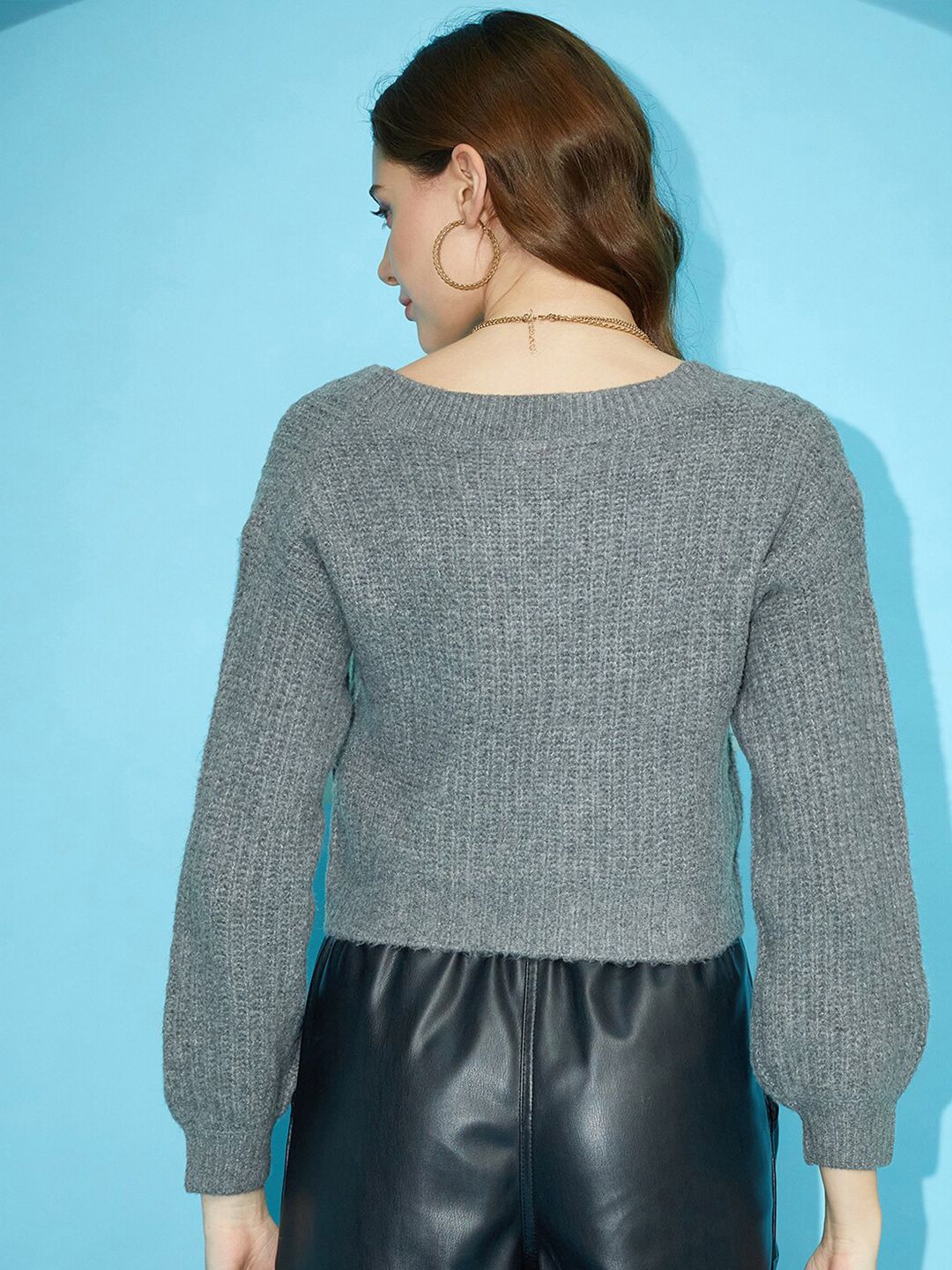 STREET 9 Ribbed V-Neck Cardigan Sweater
