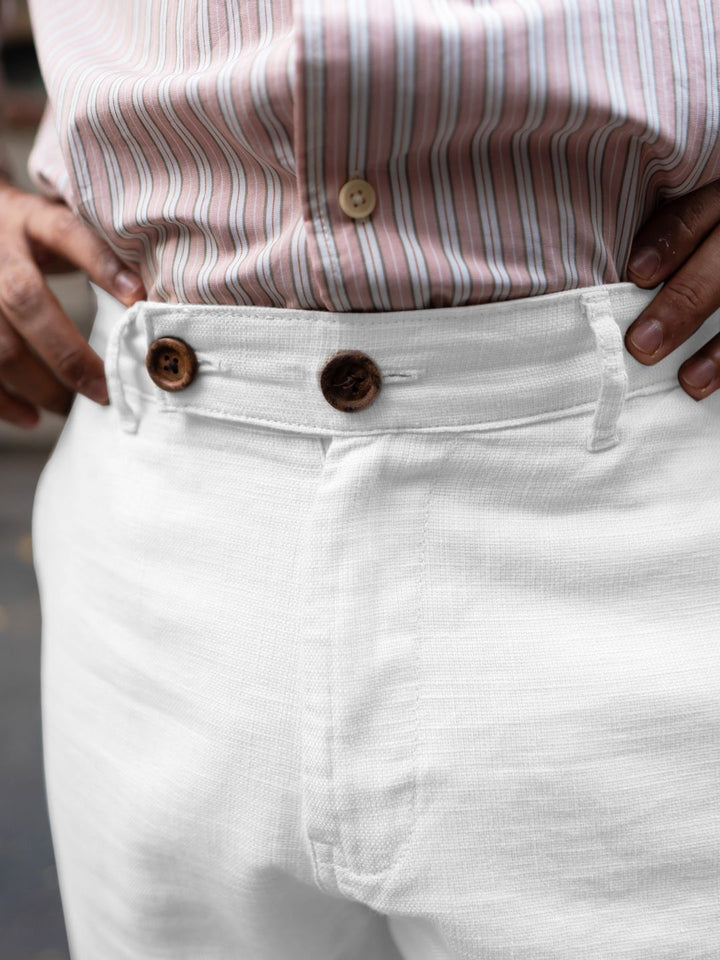 Powerlook Men White Cotton Mid-Rise Regular Fit Trouser