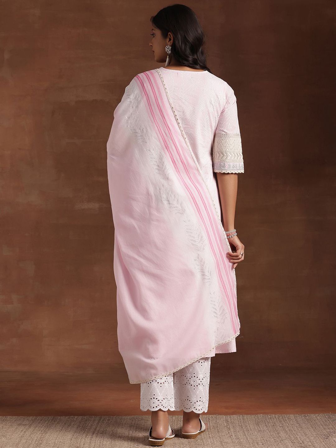 Libas Floral Printed Pure Cotton Kurta with Trousers & Dupatta