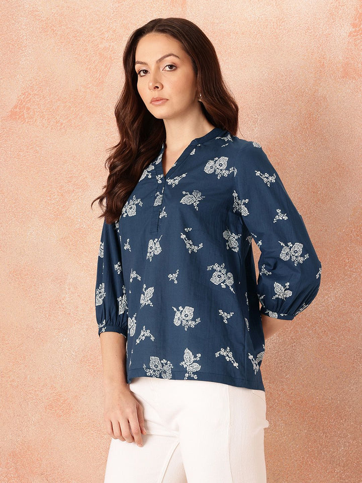 all about you Floral Print Puff Sleeves Cotton Top