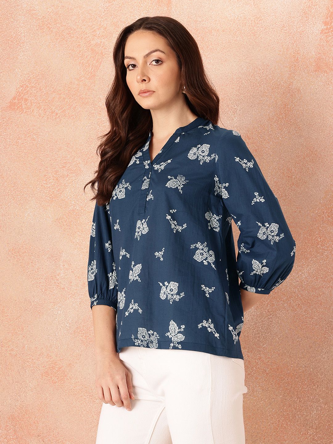 all about you Floral Print Puff Sleeves Cotton Top