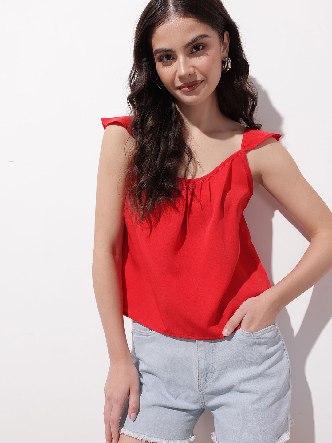 DressBerry Cherry Red Color Crush Top