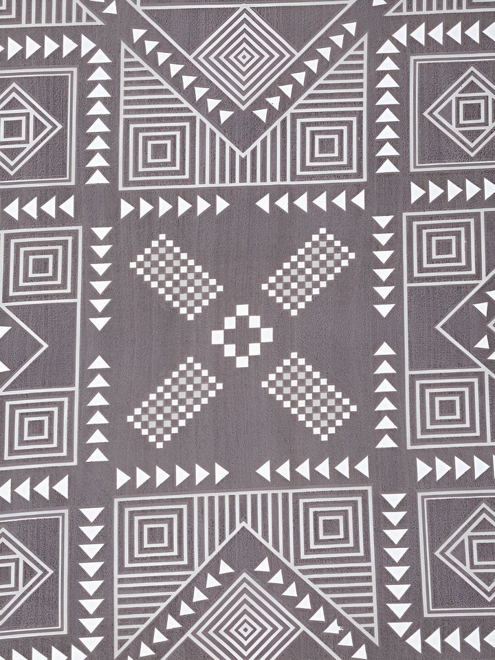 KLOTTHE Grey & White Printed 300TC Super King Fitted Bedsheet With 2 Pillow Covers