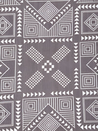 KLOTTHE Grey & White Printed 300TC Super King Fitted Bedsheet With 2 Pillow Covers