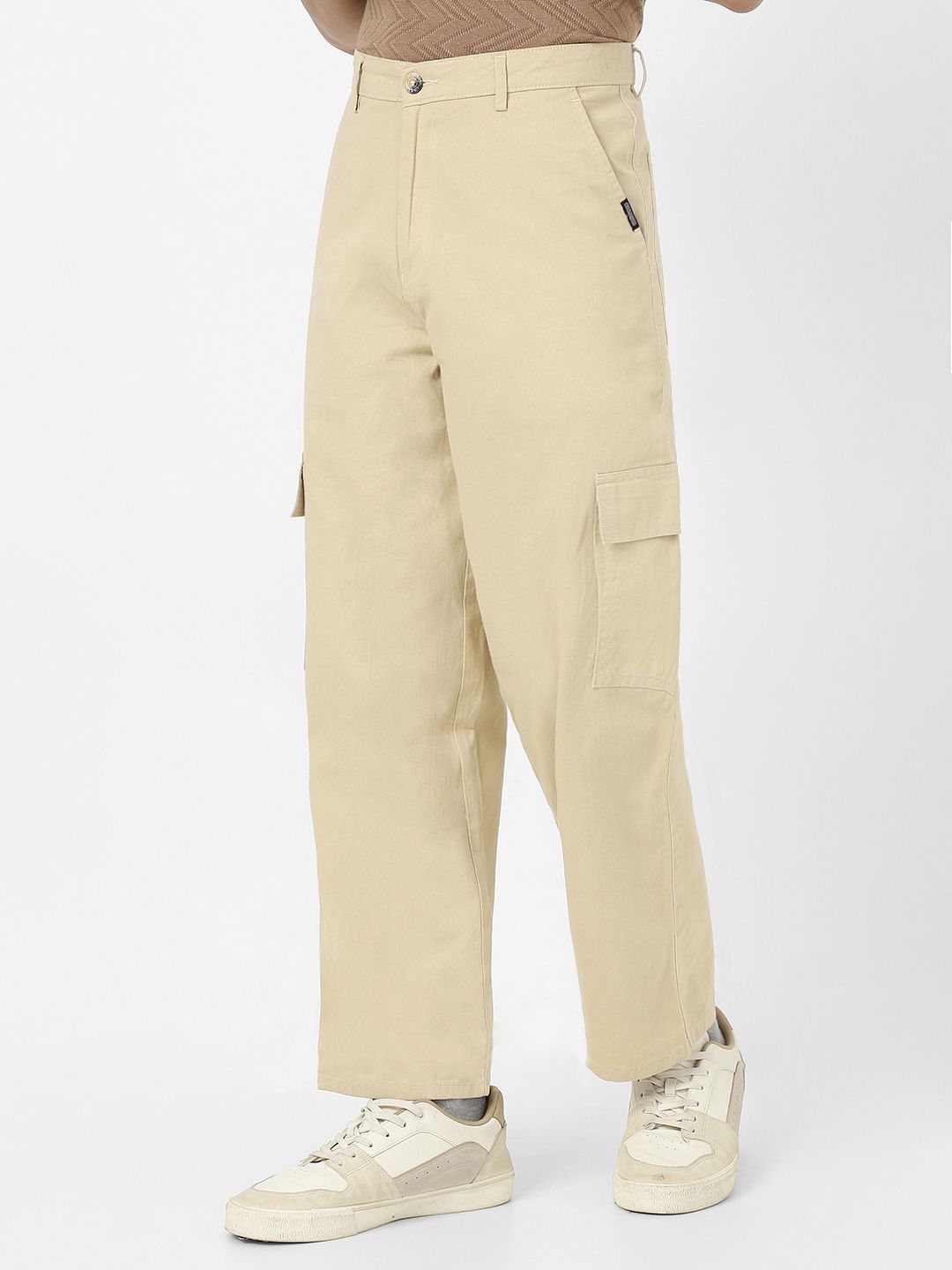 Urbano Fashion Men Loose Baggy Fit Solid Cargo Chino Pant with 6 Pockets Non-Stretchable