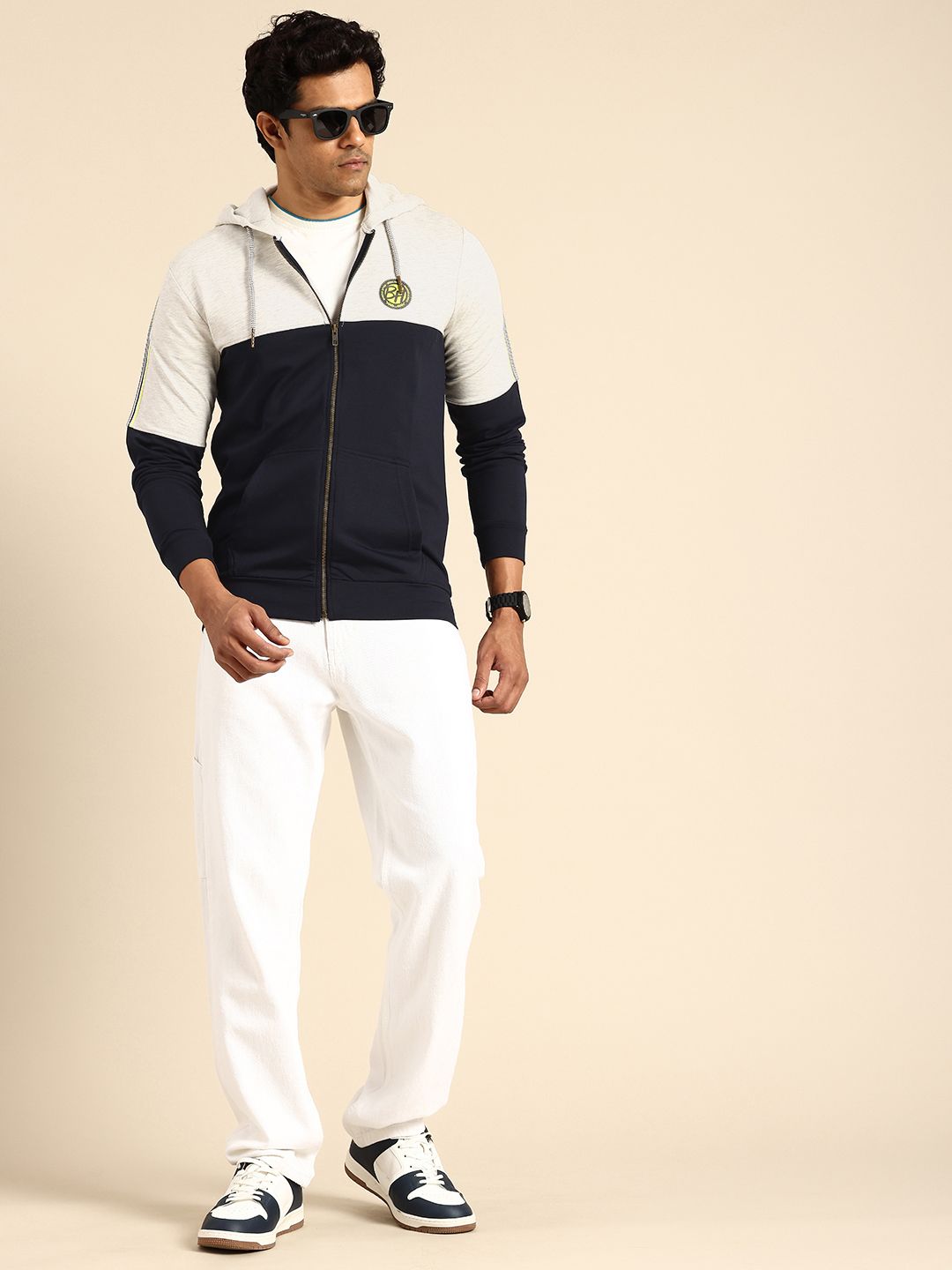Being Human Colourblocked Pure Cotton Hooded Sweatshirt