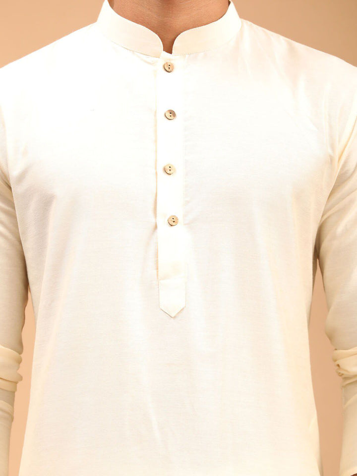 VASTRAMAY Men Cream-Coloured Kurta with Pyjama