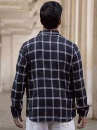 Powerlook Men Spread Collar Tartan Checked Cotton Casual Shirt