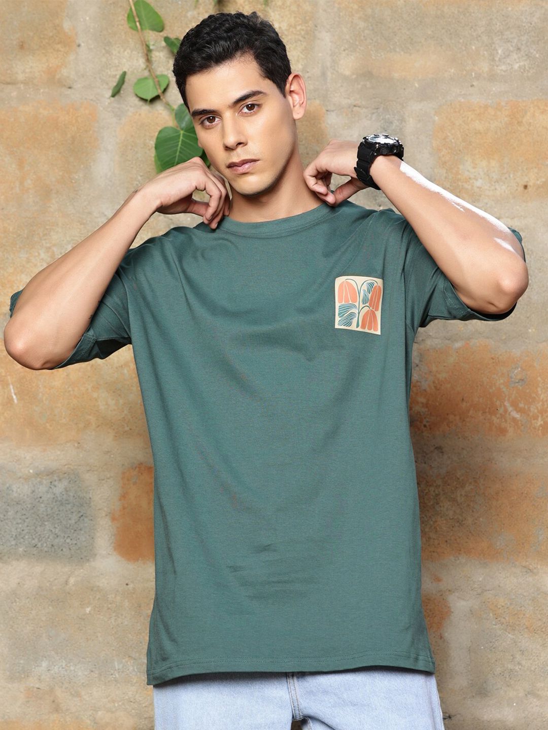 Thomas Scott Graphic Printed Drop-Shoulder Sleeves Oversized Pure Cotton T-shirt