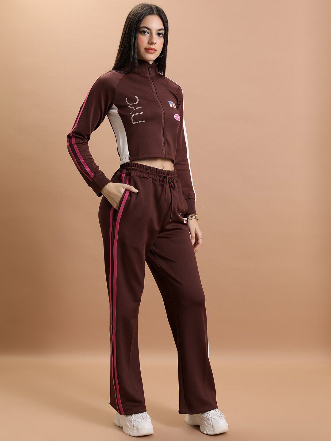 Tokyo Talkies Sporty Crop Jacket With Trouser