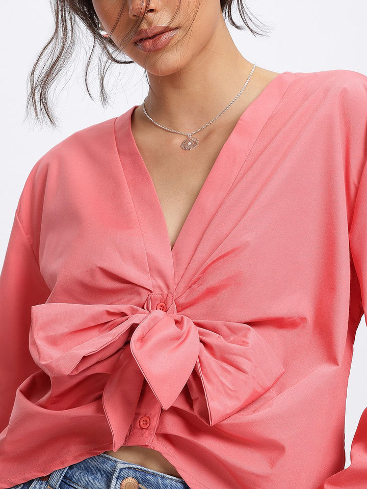 DressBerry Twist Pleat Front Knot Top