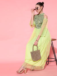 STREET 9 Women Attractive Lime Green Embellished Dress