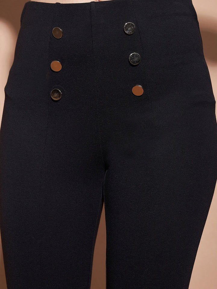SASSAFRAS BASICS Women Flared Fit High-Rise Bootcut Trousers
